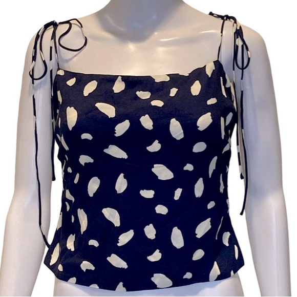 NWT Reformation Lupe Navy Splatter Print Top - Sz 8 - Picture 3 of 10